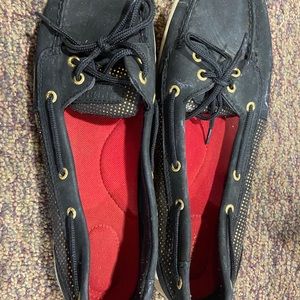 Sperry Top Sider black with  gold dotaccent